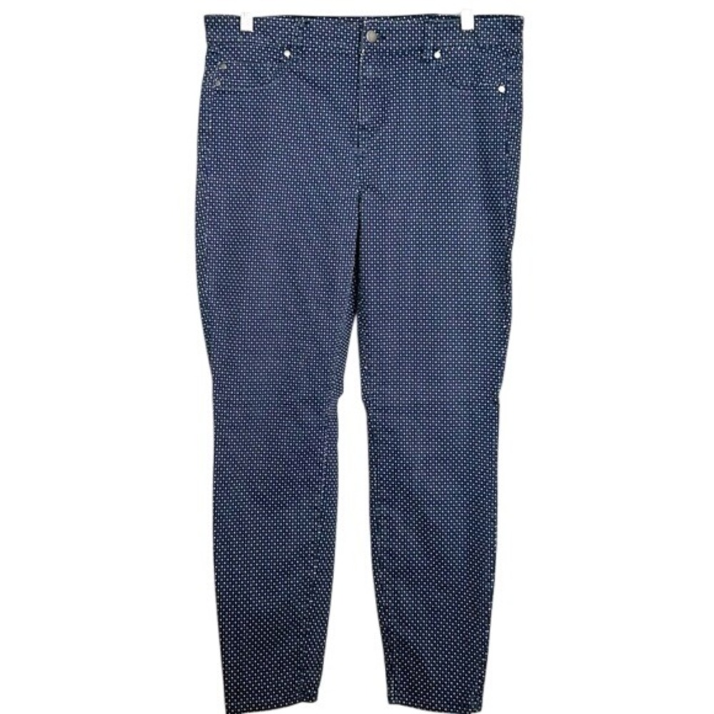 Liverpool LA Women's 10/30 Dot Print Mood Indigo Blue Dot Print Ankle Pants - Picture 1 of 9